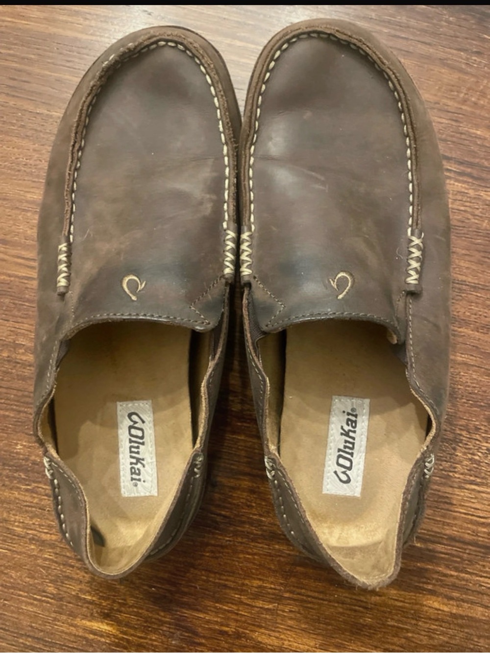 Olukai Moloa Brown Leather Slip-On Loafers M9.5